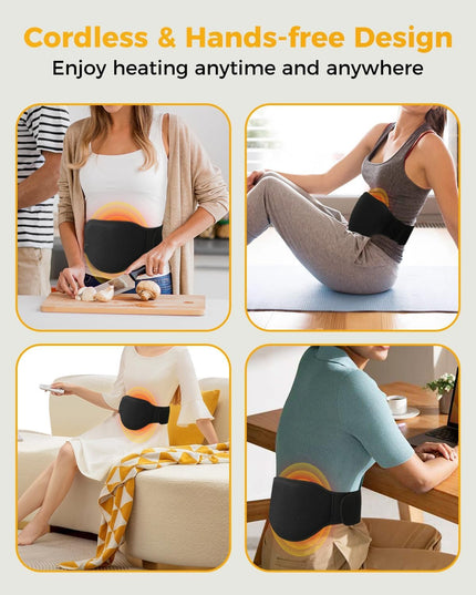 Aroma Season Menstrual Heating Pad, 4 Heat Levels and Auto-Off, 8000Mah Power Bank, Period Pain Relief for Lower Back Lumbar Waist Abdomen, Rechargeable, Gifts for Women Girls (Black)