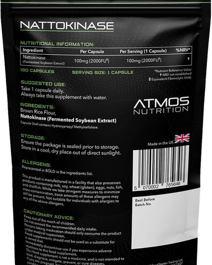 Nattokinase - 2000FU / 100Mg per Capsule - 6 Month'S Supply - High Strength Capsules! - Cardiovascular, Circulation, and Heart Support Enzyme Supplement - Non-Gmo & Made in the UK