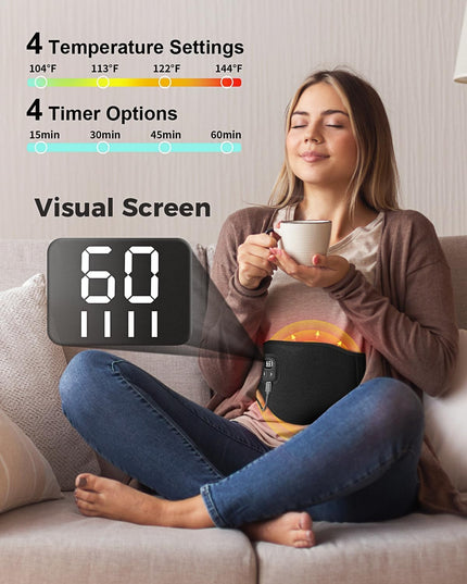 Aroma Season Menstrual Heating Pad, 4 Heat Levels and Auto-Off, 8000Mah Power Bank, Period Pain Relief for Lower Back Lumbar Waist Abdomen, Rechargeable, Gifts for Women Girls (Black)