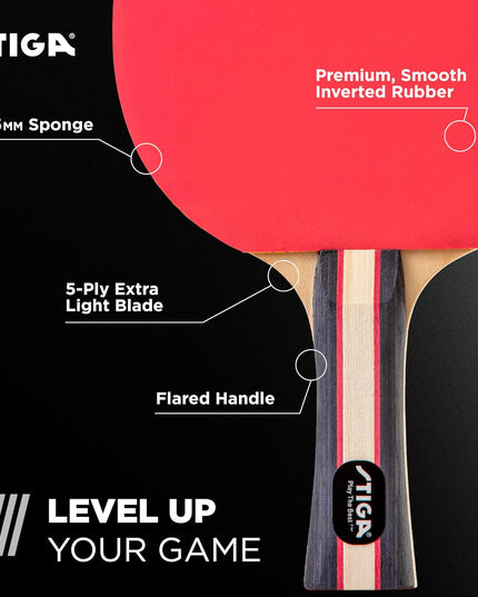 STIGA Performance Table Tennis Set – 2 or 4 Player Ping Pong Kit with USATT Approved Rackets & 3-Star Balls – 5-Ply Blade & Flared Handle