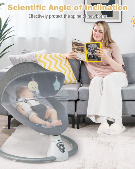 Baby Bouncer with 5 Swing Speeds and Built-In 17 Music for Newborn