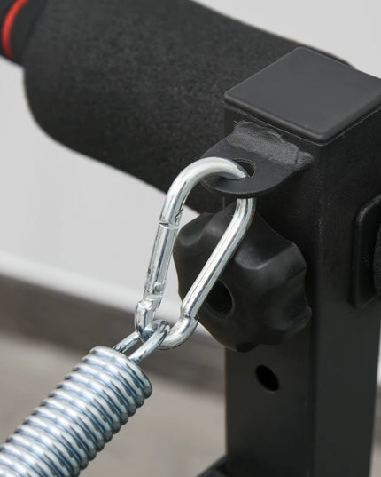 HOMCOM Adjustable Sit-Up Bench – Foldable Core Workout Bench with Thigh Support & Resistance Ropes, Black