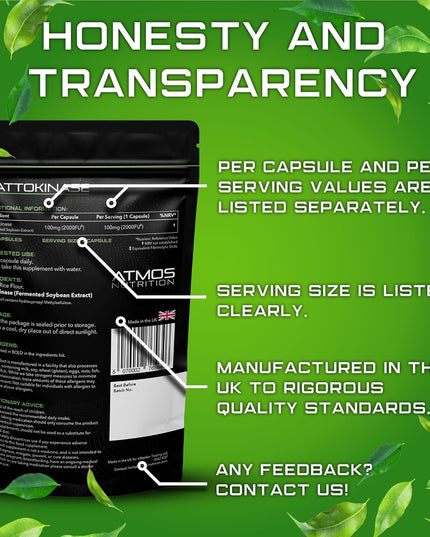 Nattokinase - 2000FU / 100Mg per Capsule - 6 Month'S Supply - High Strength Capsules! - Cardiovascular, Circulation, and Heart Support Enzyme Supplement - Non-Gmo & Made in the UK