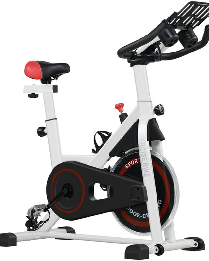 8Kg Flywheel Exercise Bike Adjustable Fitness Cycle Trainer, White