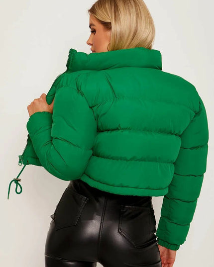 WOMENS LADIES QUILTED WINTER COAT THICK PUFFER PADDED CROP HOODED JACKET PARKA