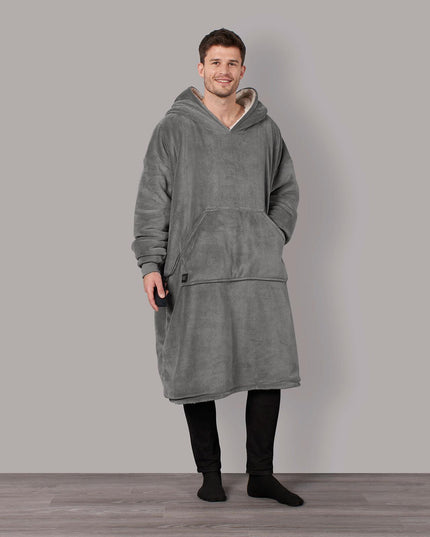 Heated Hoodie Blanket Extra Long Oversized Warm Fleece Sherpa Throw USB Jumper