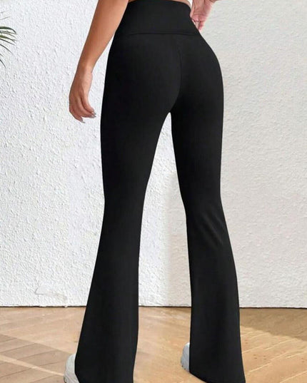 Womens High Waist Leggings Ladies Palazzo Flare Stretch Yoga Running Trousers