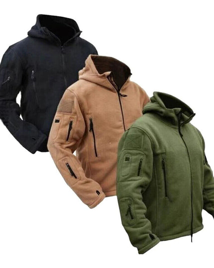 Men Casual Coat Tactical Recon Fleece Jacket Full Zip Army Hoodie Combat Hoody