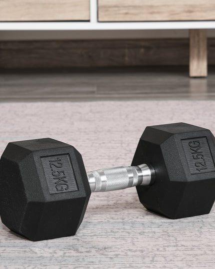 Single Rubber Hex Dumbbell Encased Ergo Weights Home Exercise Gym Fitness