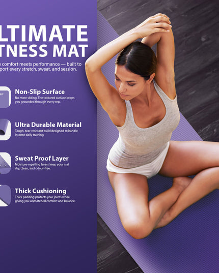 YOGA MAT 10MM THICK EXERCISE MAT GYM WORKOUT FITNESS PILATES HOME NON SLIP NBR