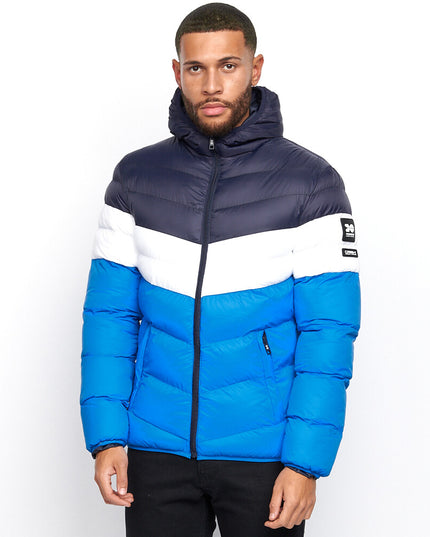 Men'S Crosshatch Mid Length Bubble Coat Padded Hooded Quilted Winter Jacket