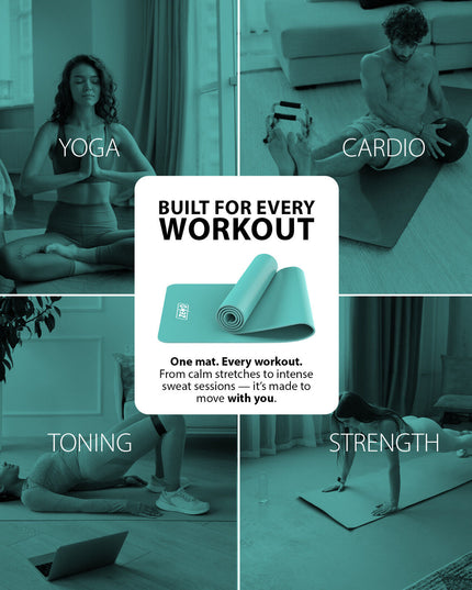 YOGA MAT 10MM THICK EXERCISE MAT GYM WORKOUT FITNESS PILATES HOME NON SLIP NBR