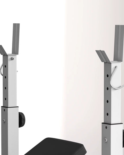 HOMCOM Adjustable Weight Bench with Squat Rack, Heavy Duty Bench Press Rack with Preacher Curl Pad, Leg Developer