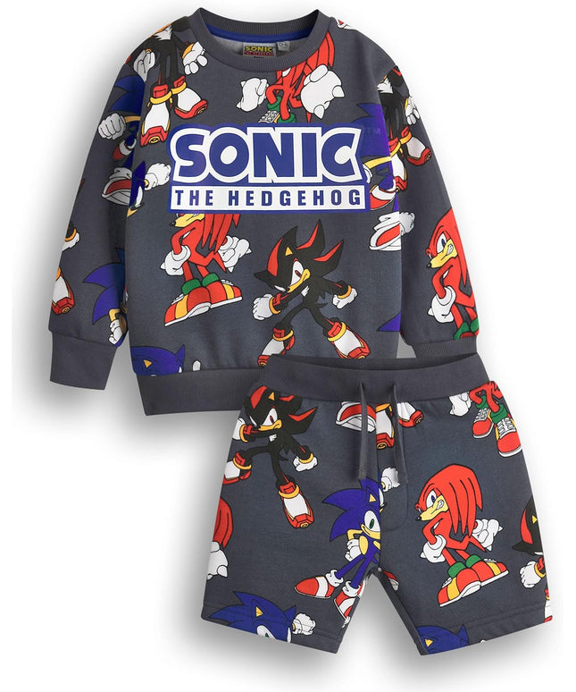 Boys Sweatshirt & Shorts Set | Kids All over Print Graphic Sweater with Matching Bottoms | Shadow Knuckles Apparel Outfit for Gamers | Daywear Gaming Character Merchandise Gift