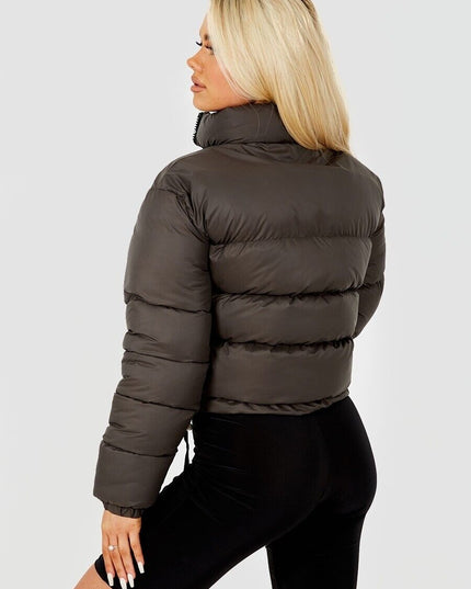 WOMENS LADIES QUILTED WINTER COAT THICK PUFFER PADDED CROP HOODED JACKET PARKA