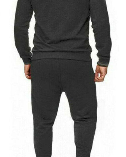 New Mens Pullover Tracksuit Hoodie Jogging Bottoms Set Stretch Sweater Jogger