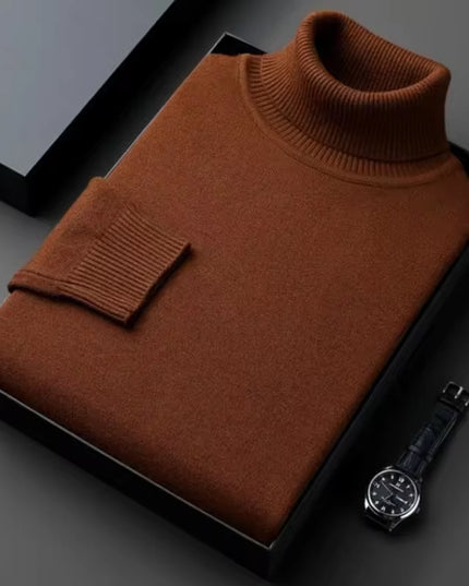 Sweatwear Mens Anti-Pilling High Quality Knitted Turtleneck Sweater Slim Fit Long Sleeve Pullover Solid Color Trend Men Clothing