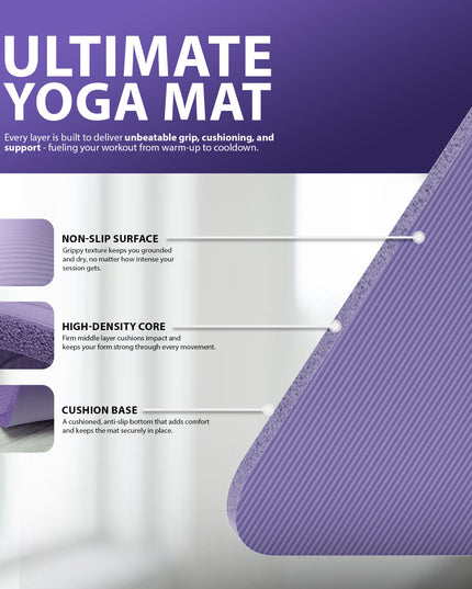 YOGA MAT 10MM THICK EXERCISE MAT GYM WORKOUT FITNESS PILATES HOME NON SLIP NBR