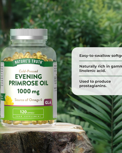 Evening Primrose Oil 1000Mg | 120 Softgel Capsules | High Strength Omega 6 and GLA | Cold-Pressed | Natures Truth