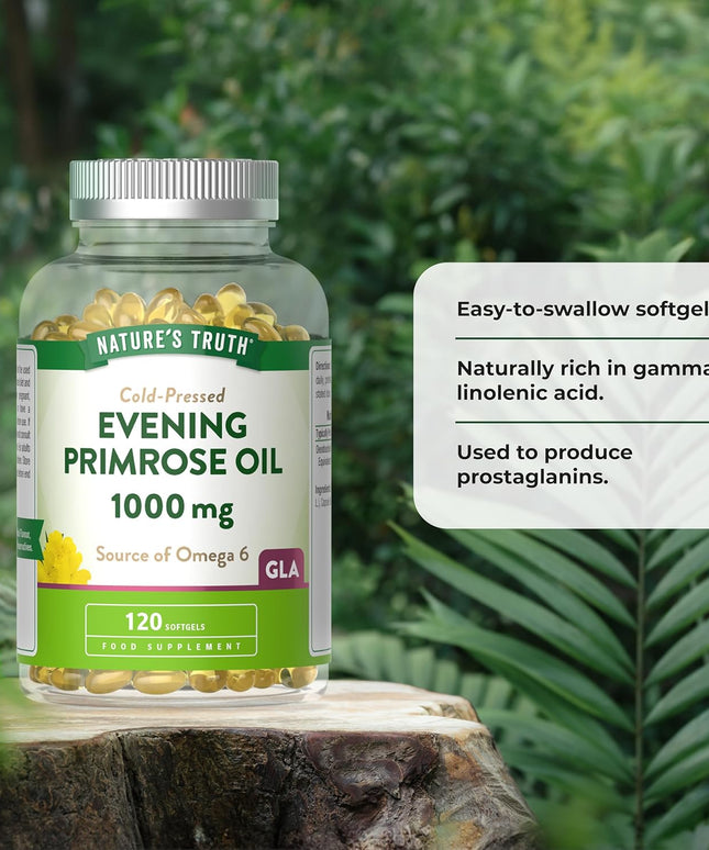 Evening Primrose Oil 1000Mg | 120 Softgel Capsules | High Strength Omega 6 and GLA | Cold-Pressed | Natures Truth