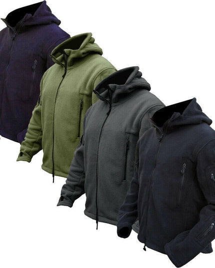 Men Casual Coat Tactical Recon Fleece Jacket Full Zip Army Hoodie Combat Hoody