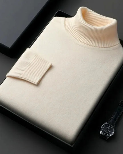 Sweatwear Mens Anti-Pilling High Quality Knitted Turtleneck Sweater Slim Fit Long Sleeve Pullover Solid Color Trend Men Clothing