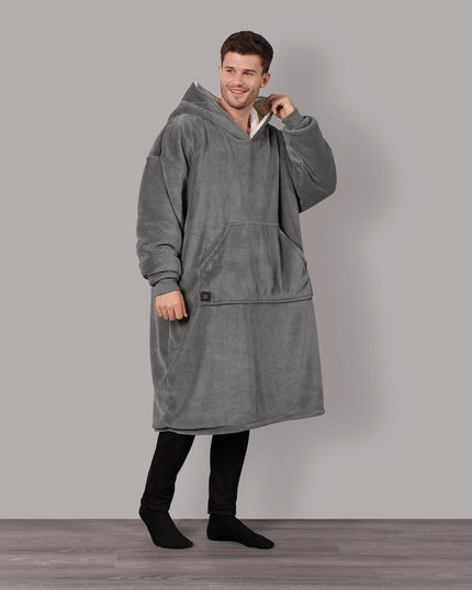 Heated Hoodie Blanket Extra Long Oversized Warm Fleece Sherpa Throw USB Jumper