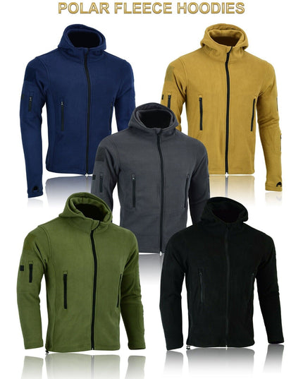 Men Casual Coat Tactical Recon Fleece Jacket Full Zip Army Hoodie Combat Hoody