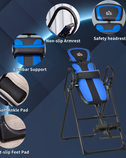 Foldable Gravity Inversion Table, Fitness Bench W/ Soft Ankle Cushions for Home