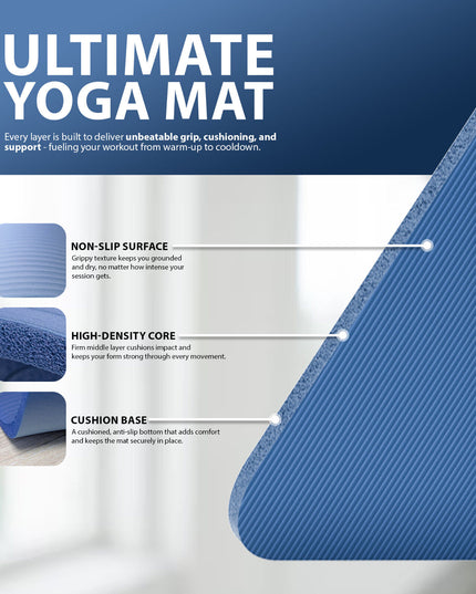 YOGA MAT 10MM THICK EXERCISE MAT GYM WORKOUT FITNESS PILATES HOME NON SLIP NBR