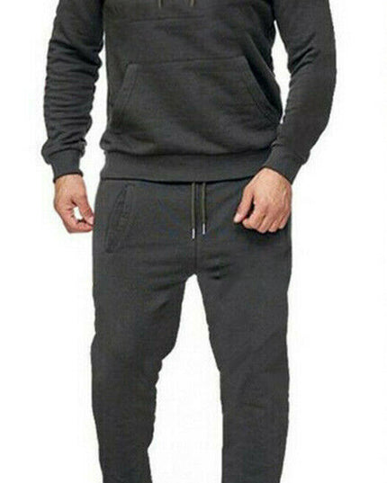 New Mens Pullover Tracksuit Hoodie Jogging Bottoms Set Stretch Sweater Jogger
