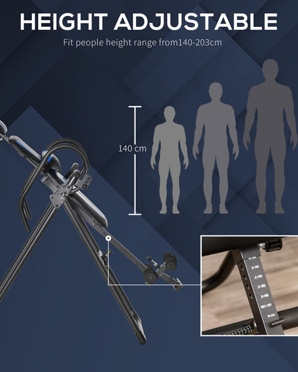 Foldable Gravity Inversion Table, Fitness Bench W/ Soft Ankle Cushions for Home