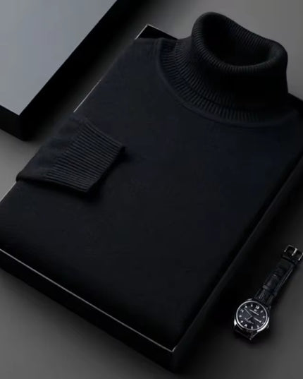 Sweatwear Mens Anti-Pilling High Quality Knitted Turtleneck Sweater Slim Fit Long Sleeve Pullover Solid Color Trend Men Clothing