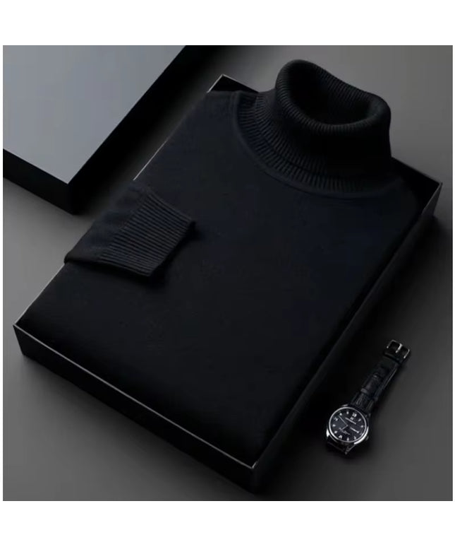 Sweatwear Mens Anti-Pilling High Quality Knitted Turtleneck Sweater Slim Fit Long Sleeve Pullover Solid Color Trend Men Clothing