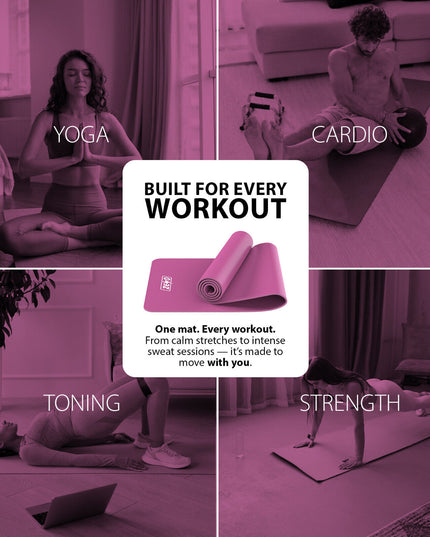 YOGA MAT 10MM THICK EXERCISE MAT GYM WORKOUT FITNESS PILATES HOME NON SLIP NBR
