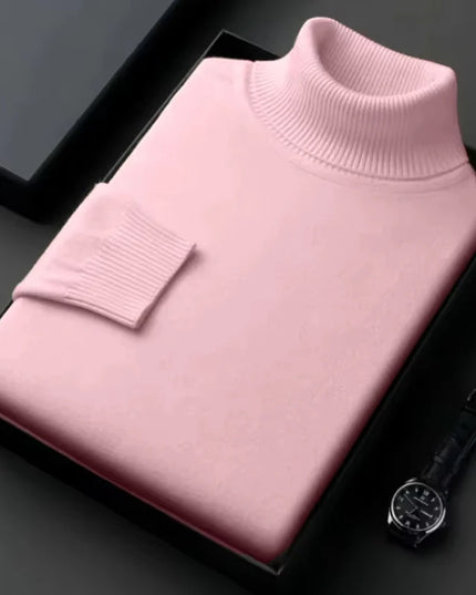 Sweatwear Mens Anti-Pilling High Quality Knitted Turtleneck Sweater Slim Fit Long Sleeve Pullover Solid Color Trend Men Clothing