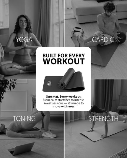 YOGA MAT 10MM THICK EXERCISE MAT GYM WORKOUT FITNESS PILATES HOME NON SLIP NBR