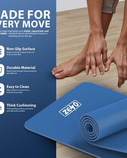 YOGA MAT 10MM THICK EXERCISE MAT GYM WORKOUT FITNESS PILATES HOME NON SLIP NBR