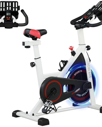 8Kg Flywheel Exercise Bike Adjustable Fitness Cycle Trainer, White