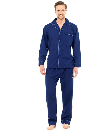 MENS TRADITIONAL PYJAMAS SET PLAIN PJ NIGHTWEAR LOUNGE WEAR TOP PANTS TROUSERS