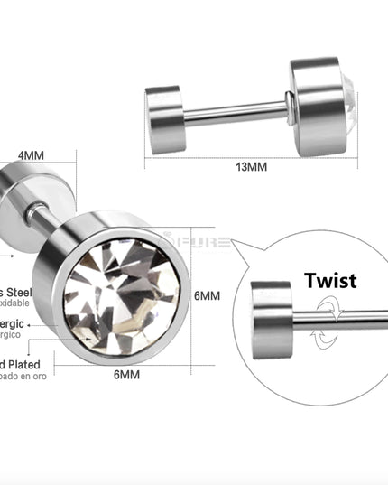 Attractive Small Tiny round 3MM CZ Crystal Silver Ear Studs Earrings Jewellery