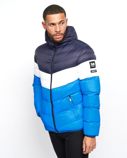 Men'S Crosshatch Mid Length Bubble Coat Padded Hooded Quilted Winter Jacket