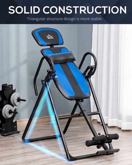 Foldable Gravity Inversion Table, Fitness Bench W/ Soft Ankle Cushions for Home