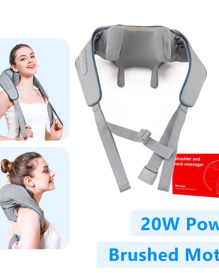 Foreverlily 26W Brushless Motor Neck and Shoulder Massager Wireless Shoulder and Back Kneading Massage Shawl Neck Masajeador