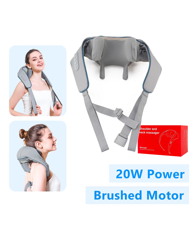 Foreverlily 26W Brushless Motor Neck and Shoulder Massager Wireless Shoulder and Back Kneading Massage Shawl Neck Masajeador