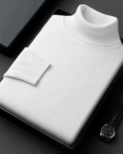 Sweatwear Mens Anti-Pilling High Quality Knitted Turtleneck Sweater Slim Fit Long Sleeve Pullover Solid Color Trend Men Clothing