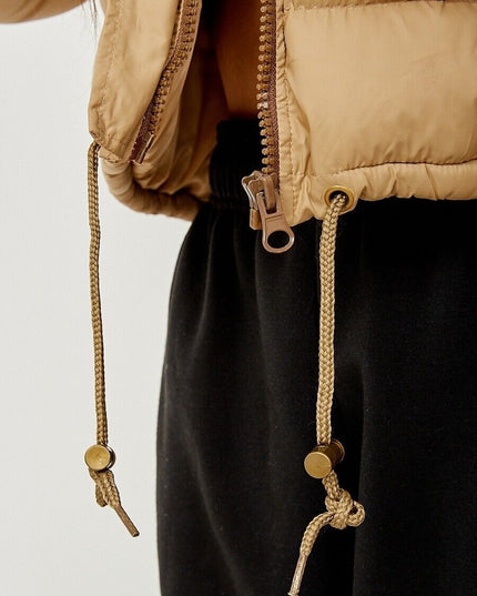 WOMENS LADIES QUILTED WINTER COAT THICK PUFFER PADDED CROP HOODED JACKET PARKA