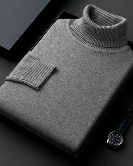 Sweatwear Mens Anti-Pilling High Quality Knitted Turtleneck Sweater Slim Fit Long Sleeve Pullover Solid Color Trend Men Clothing