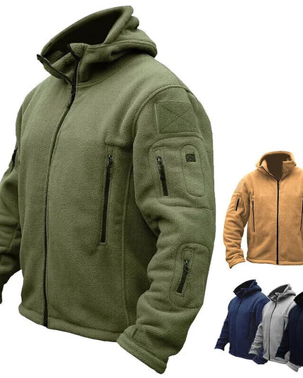Men Casual Coat Tactical Recon Fleece Jacket Full Zip Army Hoodie Combat Hoody