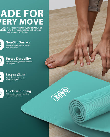 YOGA MAT 10MM THICK EXERCISE MAT GYM WORKOUT FITNESS PILATES HOME NON SLIP NBR